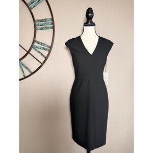 Ann Taylor Dress Black Sleeveless Lined Sheath Suiting Collection Size 0 NWT